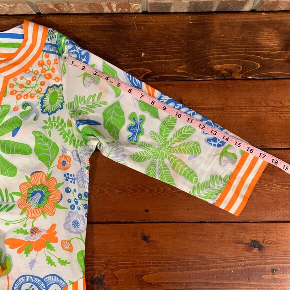 Gretchen Scott Floral Striped Women's Small V-Neck Relaxed Tunic Top Blouse EUC - Picture 12 of 12